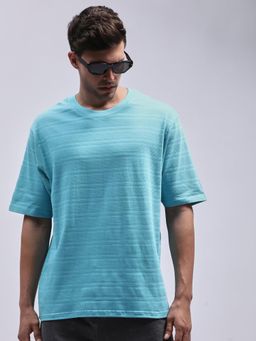 DILLINGER - Blue Self Design Oversized T-Shirt