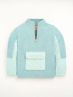 CHERRY CRUMBLE BY NITT HYMAN - Boys Teal- Sky Blue High Collar Bluet Sweatshirt