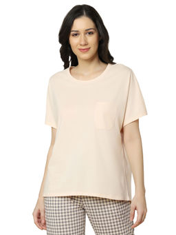 Triumph - Mix & Match Organic Cotton Half Sleeve Round Neck Top - Beige