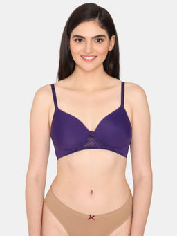 Zivame - Beautiful Basics Padded Non Wired 3/4th Coverage T-shirt Bra - Purple