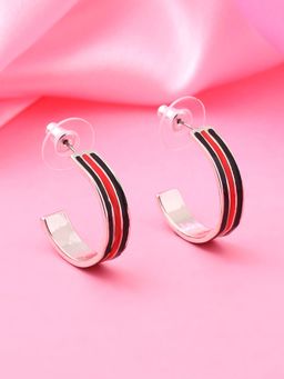 Estele - Rhodium Plated Shining Enamel Hoop Earrings for Women