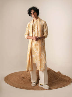 KISAH - Yellow Printed Kurta Trouser and Dupatta