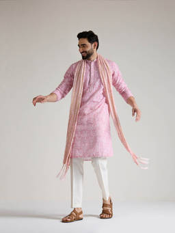 KISAH - Pink Embroidered Kurta with Trouser and Dupatta