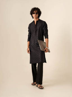 KISAH - Black Embroidered Kurta With Trouser