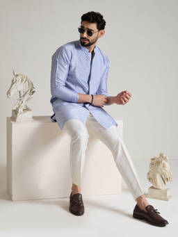 KISAH - Blue Solid Kurta With Trouser