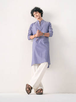 KISAH - Blue Textured Kurta With Trouser