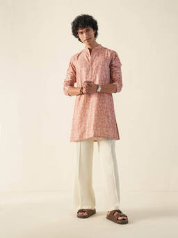 KISAH - Peach Printed Kurta With Trouser