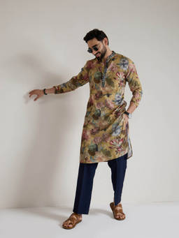 KISAH - Yellow Floral Kurta With Trouser