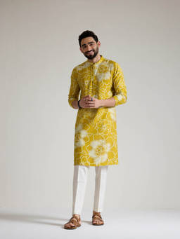 KISAH - Yellow Floral Kurta With Trouser
