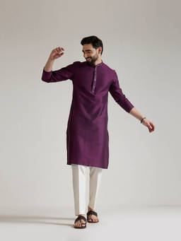 KISAH - Purple Solid Kurta With Trouser