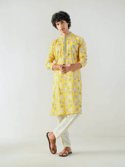 KISAH - Yellow Printed Kurta With Trouser