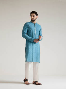 KISAH - Blue Geometric Kurta With Trouser