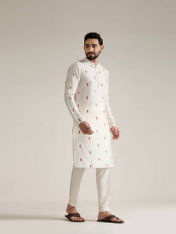 KISAH - Off White Embroidered Kurta With Trouser