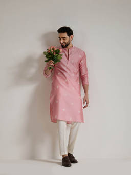 KISAH - Pink Embroidered Kurta With Trouser