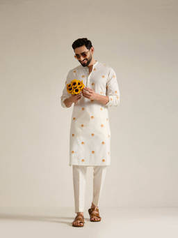 KISAH - Off White Embroidered Kurta With Trouser