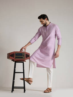 KISAH - Purple Solid Kurta With Trouser