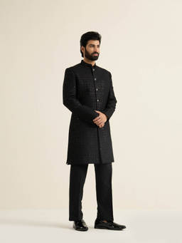 KISAH - Black Indo-Western Sherwani with Trouser