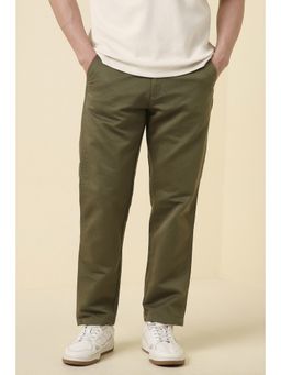 Allen Solly - Men Olive Solid Casual Trousers