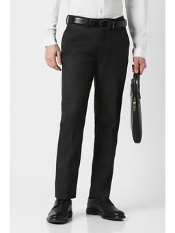 Peter England - Men Black Solid Formal Trousers