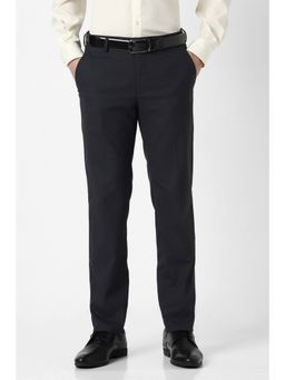 Peter England - Men Navy Textured Formal Trousers