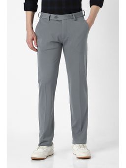 Peter England - Men Grey Solid Formal Trousers