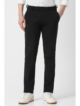 Peter England - Men Black Solid Formal Trousers