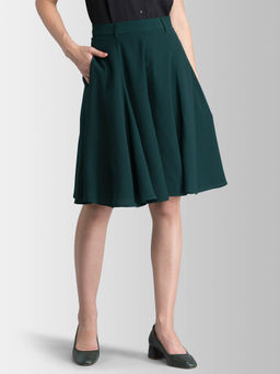 FableStreet - Green Solid Skirt