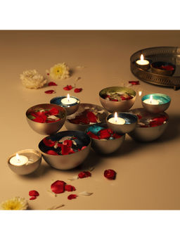 HomeTown - Aruba Iron Table Top Tealight Holder In Indigo Green