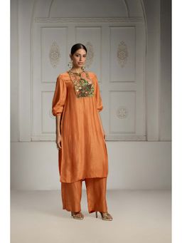 Rivaar by Rocky Star - Orange Yoke Embellished Kurta