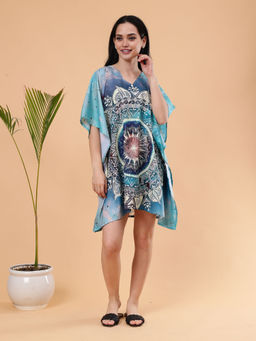 Shararat - Mandala Digital Printed Feather Silk Fabric Short Kaftan
