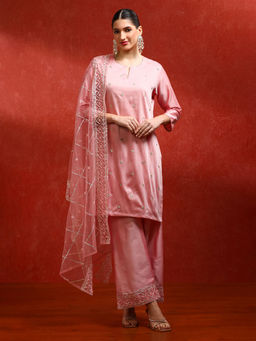 Jaipur Kurti - Floral Embroidered A-Line Kurta and Pant (Set of 3)