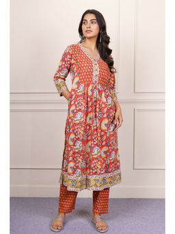 NAVYAS FASHION - Orange Traditional Kurta and Pant (Set of 2)