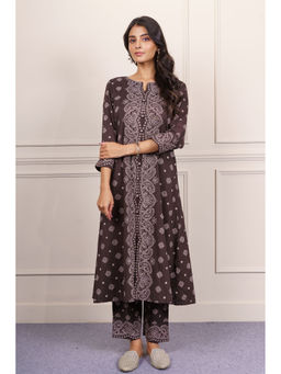NAVYAS FASHION - Dark Brown Cotton Kurta and Pant (Set of 2)