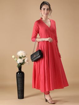 HANDME - Elegant Red Angrakha Kurta