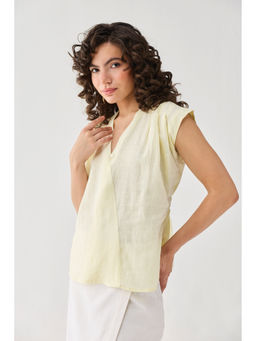 Reistor - Butter Lemon V-Neck Overlap Top
