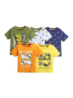 Googo Gaaga - Boys Green Cotton T-Shirt (Pack of 5)