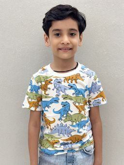 Googo Gaaga - Boys White Cotton T-Shirt