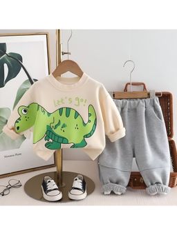 Googo Gaaga - Boys Cream Cotton Sweatshirt with Joggers Co-Ord Set