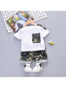 Googo Gaaga - Boys White Cotton T-Shirt with Shorts Set