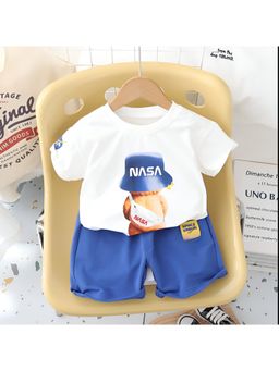 Googo Gaaga - Boys White Cotton T-Shirt with Shorts Set