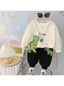 Googo Gaaga - Boys Cream Cotton Sweatshirt with Joggers Co-Ord Set