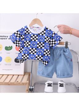 Googo Gaaga - Boys Blue Cotton T-Shirt with Shorts Set