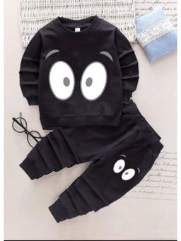Googo Gaaga - Boys Black Cotton Sweatshirt with Joggers Co-Ord Set