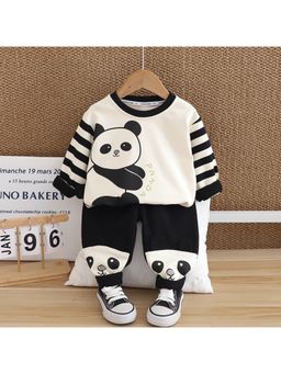 Googo Gaaga - Boys Black Cotton Sweatshirt with Joggers Set