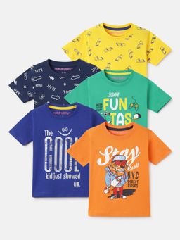Googo Gaaga - Boys Orange Cotton T-Shirt (Pack of 5)