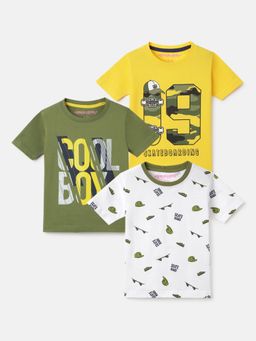 Googo Gaaga - Boys Green Cotton T-Shirt (Pack of 3)
