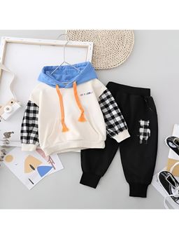 Googo Gaaga - Boys Cream Cotton Hoodie with Joggers Set