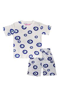 Googo Gaaga - Boys White Cotton T-Shirt with Shorts Co-Ord Set