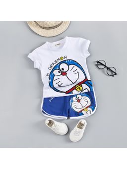 Googo Gaaga - Boys White Cotton T-Shirt with Shorts Set