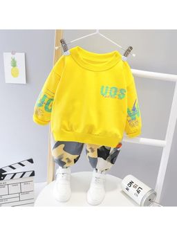 Googo Gaaga - Girls Yellow Cotton Sweatshirt with Joggers Set
